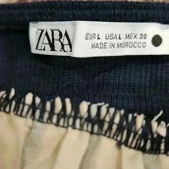 Zara Navy & Cream Pleated Halter Maxi Dress Large - Picture 9 of 11